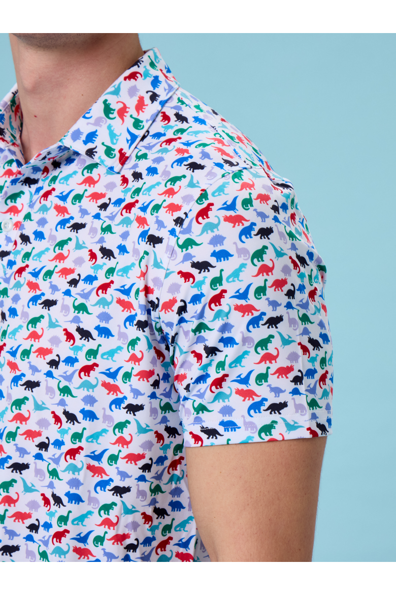 Knit Short Sleeve Performance Polo, Alternate, color, Dino Roar