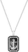 EFFY Sterling Silver Hematite & Black Spinel Anchor Tag Pendant Necklace