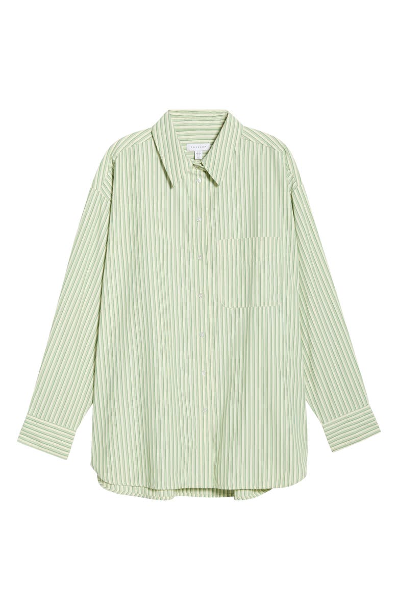 Topshop Oversize Stripe Cotton Button-Up Shirt, Main, color,