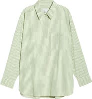Topshop Oversize Stripe Cotton Button-Up Shirt