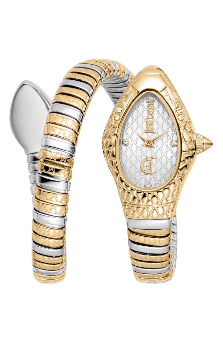 Just Cavalli Vetra Snake Wraparound Bracelet Watch, 20mm x 34.5mm, Main, color,