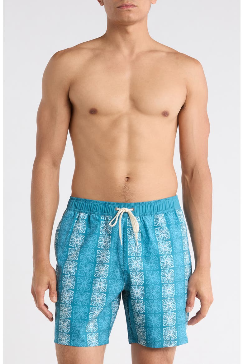 Hermosa Elastic Waist Swim Trunks, Main, color, STORMY