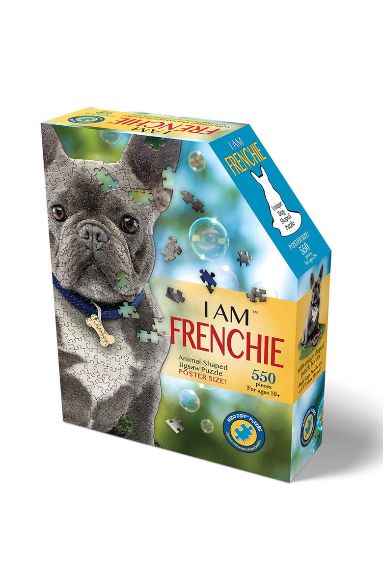 Madd Capp I Am Frenchie 550 Piece Puzzle Dog Shaped Animal Jigsaw, 25 X 30", Alternate, color, Multicolored
