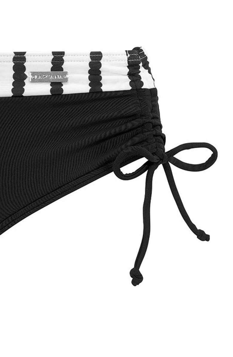 LASCANA Women's Side Tie Full Coverage Bikini Bottom, Alternate, color, Black & White