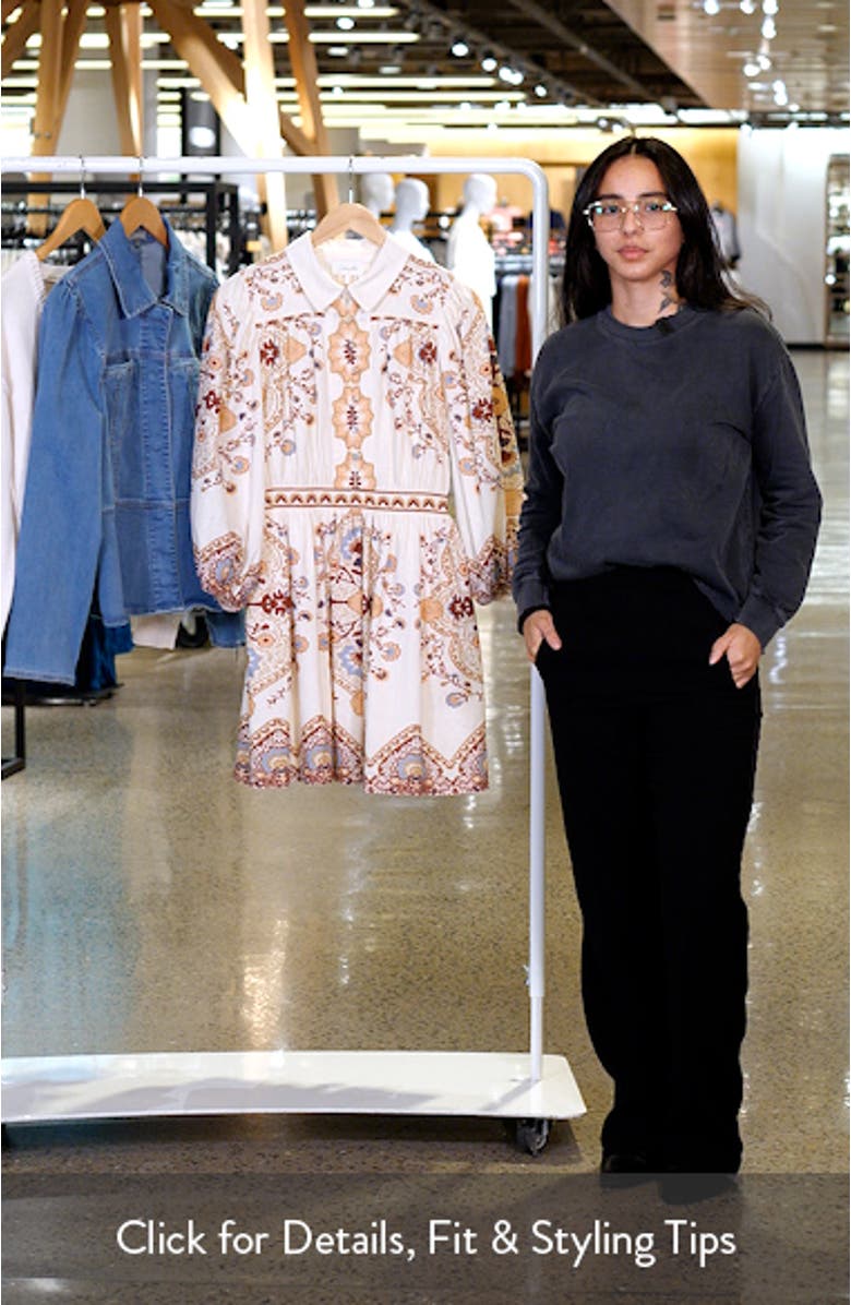 Leigh Placement Print Cotton & Linen Minidress, sales video thumbnail