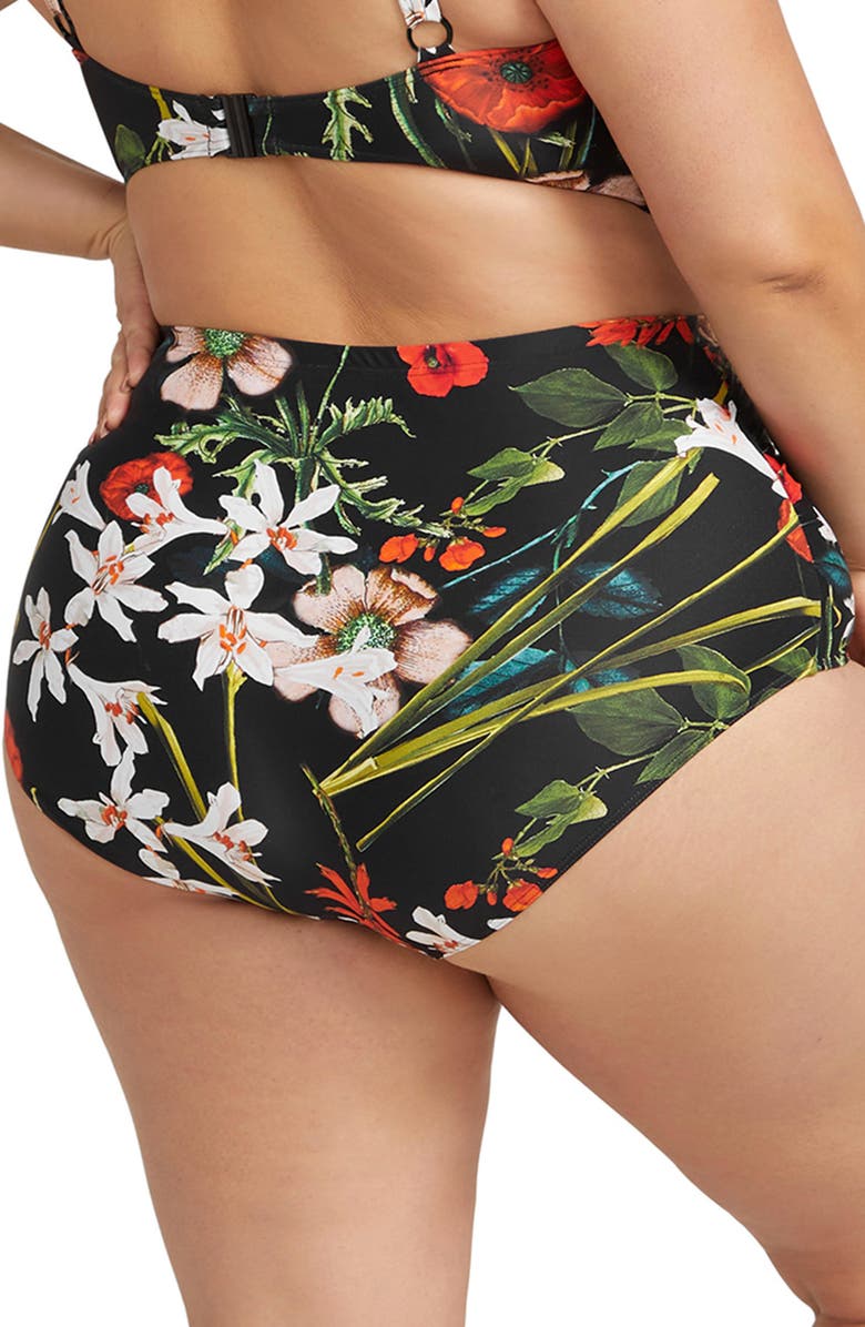 Artesands Raphael Ruched Floral High Waist Bikini Bottoms, Alternate, color, 