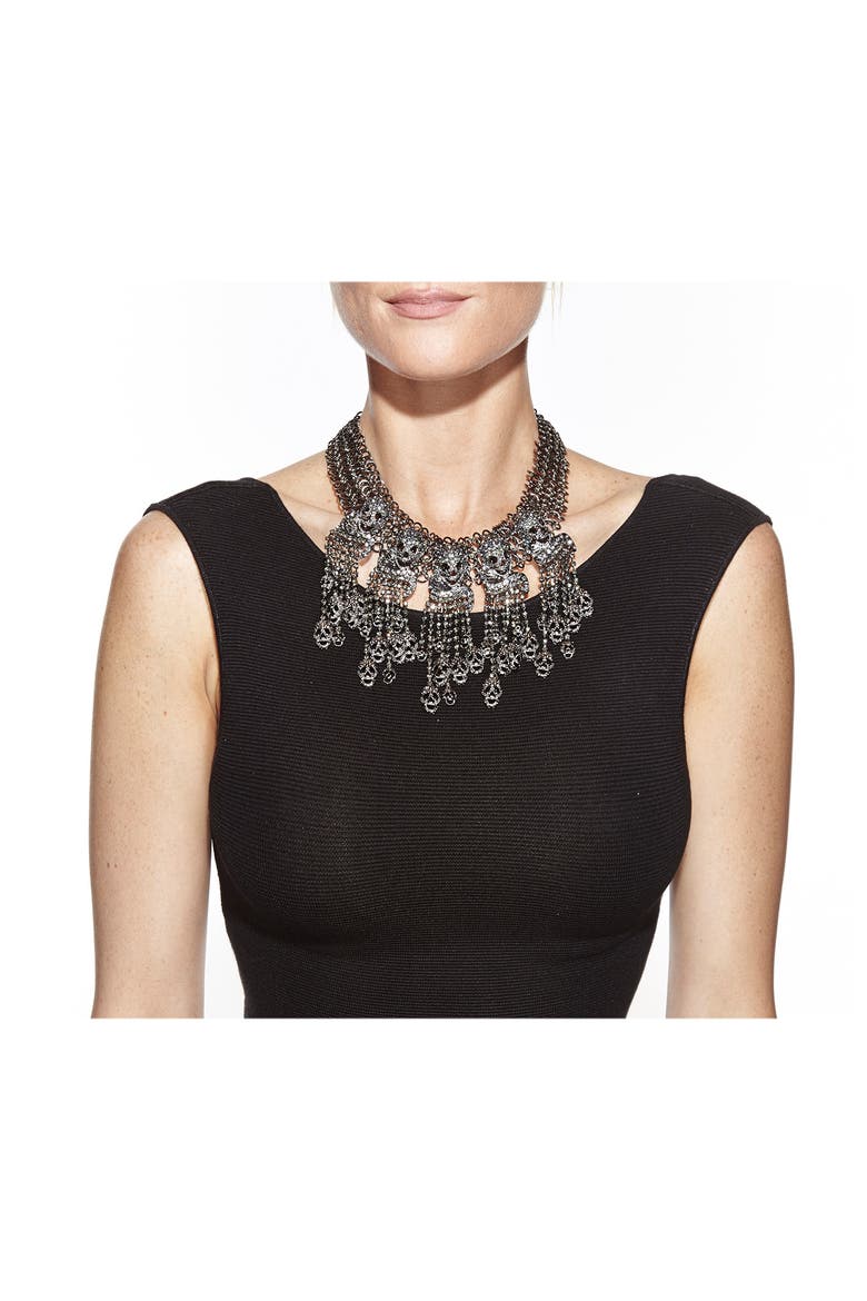 Skull My Neck Necklace, Alternate, color, GUN-METAL