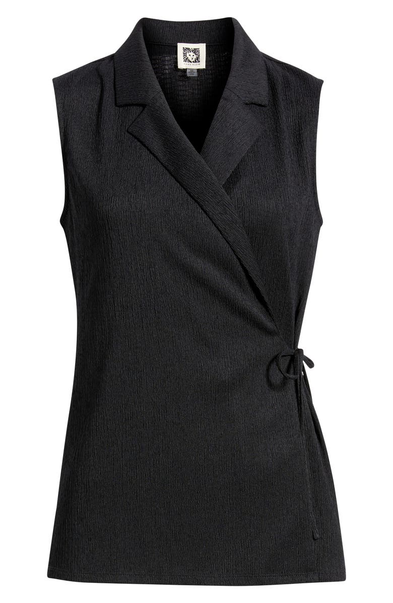 Anne Klein Notch Lapel Crepe Wrap Top, Alternate, color, Anne Black