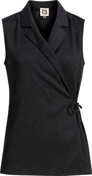 Anne Klein Notch Lapel Crepe Wrap Top
