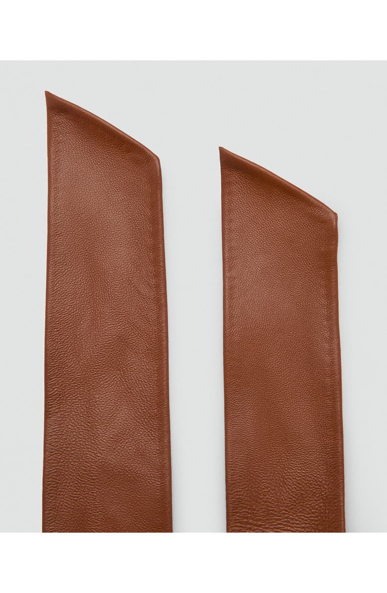 MANGO Starring Hailey Bieber Leather Cummerbund Belt, Alternate, color, Brown