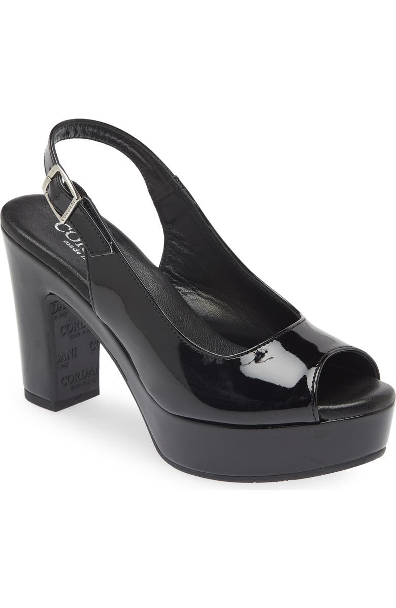 Cordani Tyler Peep Toe Slingback Pump, Main, color, Vernice Nero