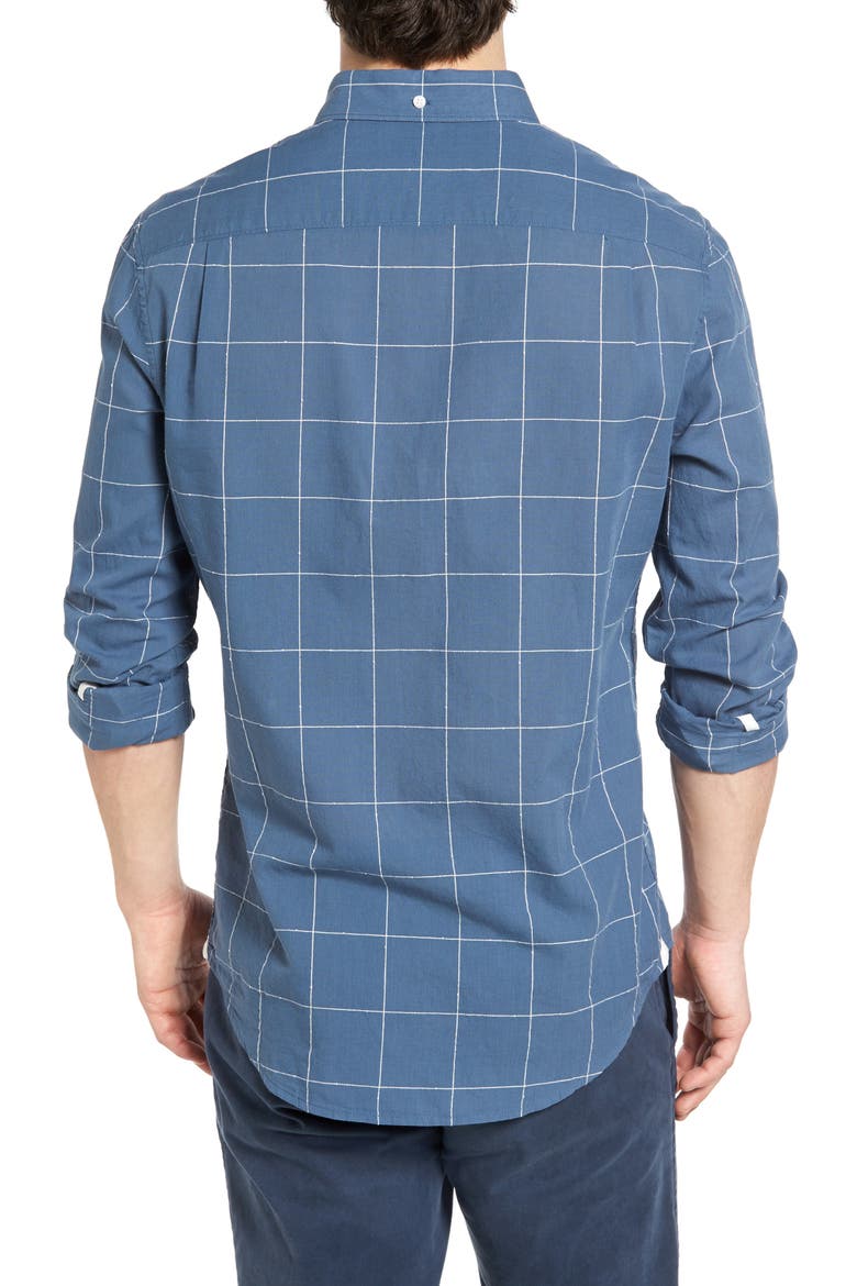 Lawn Trim Fit Windowpane Plaid Shirt, Alternate, color, BERING SEA