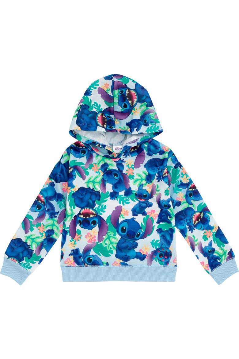 Lilo & Stitch Fleece Pullover Hoodie, Main, color, Stitch Tropical Blue