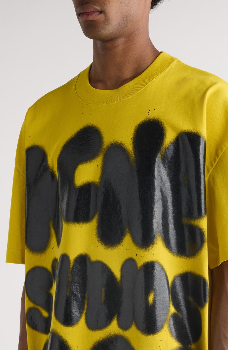 Acne Studios Oversize Logo Graphic T-Shirt, Alternate, color, Mustard Yellow