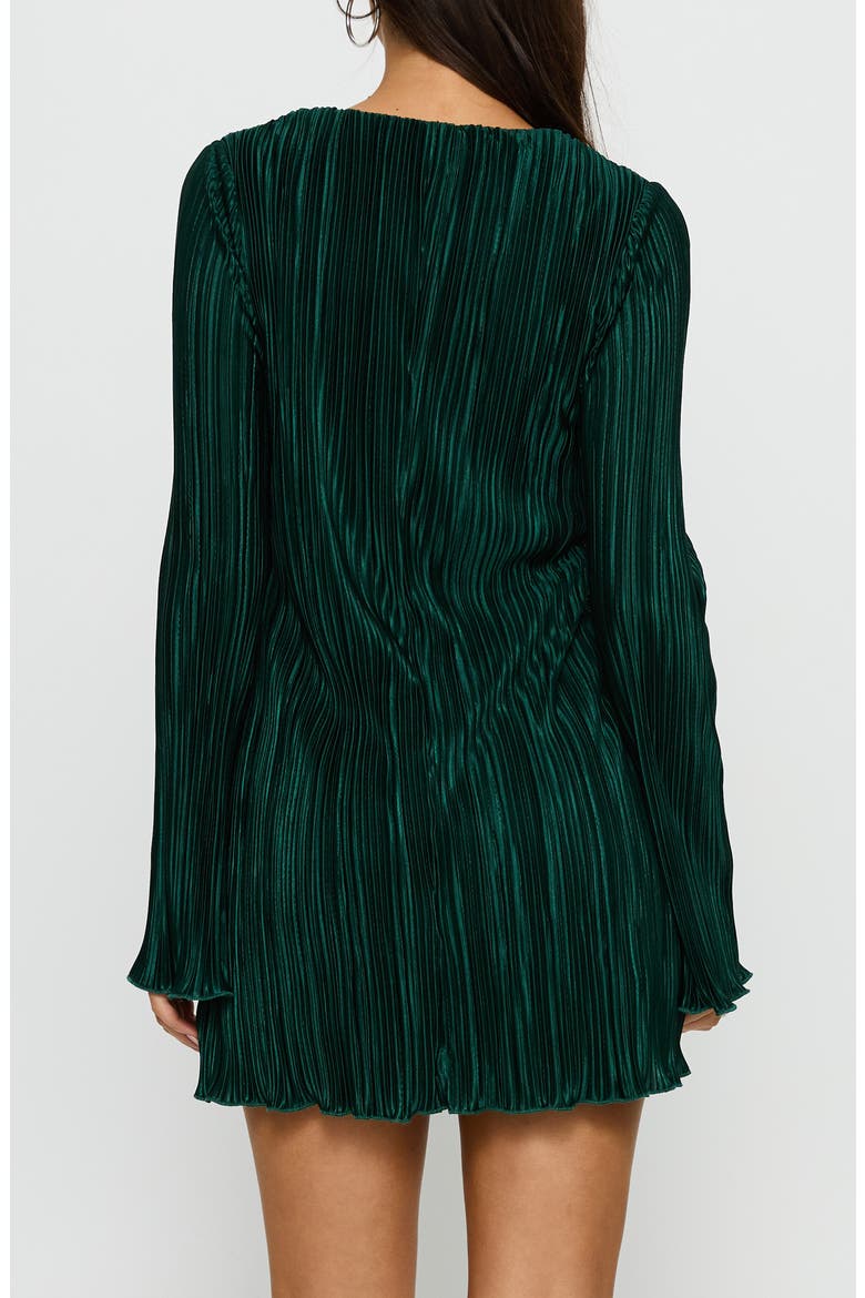 Malop Plissé Long Sleeve Minidress, Alternate, color, EMERALD