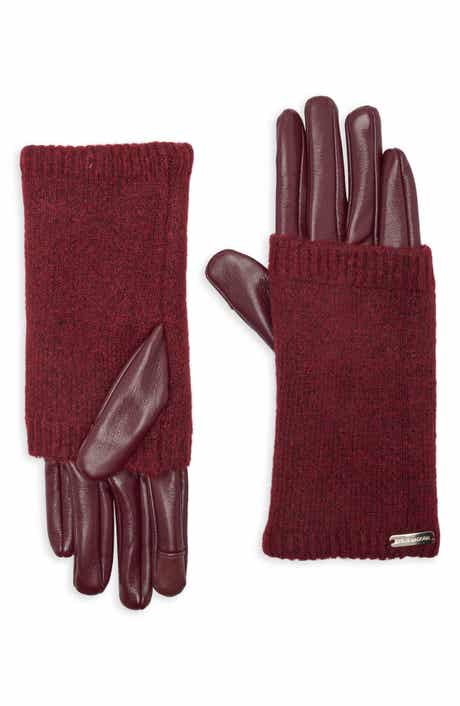 Faux Leather Trim Gloves