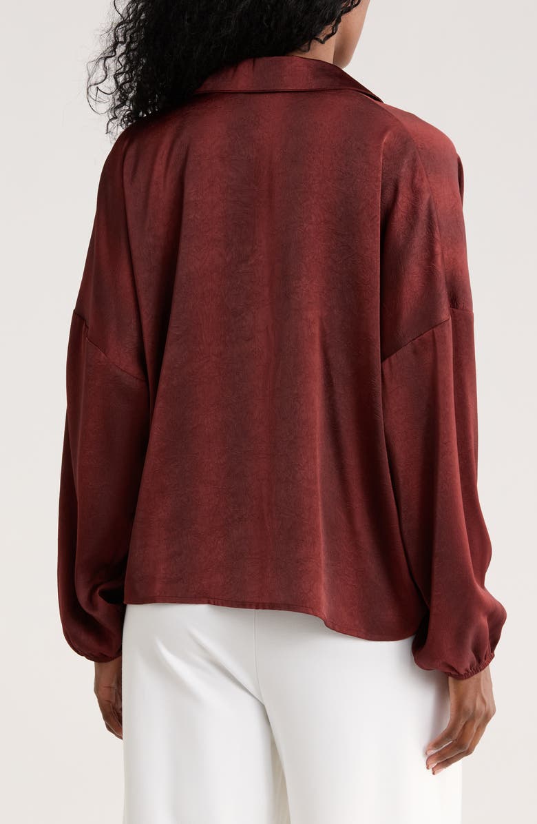 PATRIZIA LUCA Untuck Johnny Collar Long Sleeve Top, Alternate, color, Burgundy