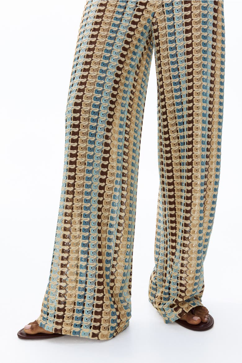 Flared Pull-on Trousers, Alternate, color, Light beige/patterned