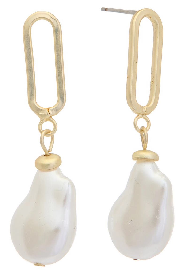 Cultured Pearl Drop Earrings, Main, color, YELLOW