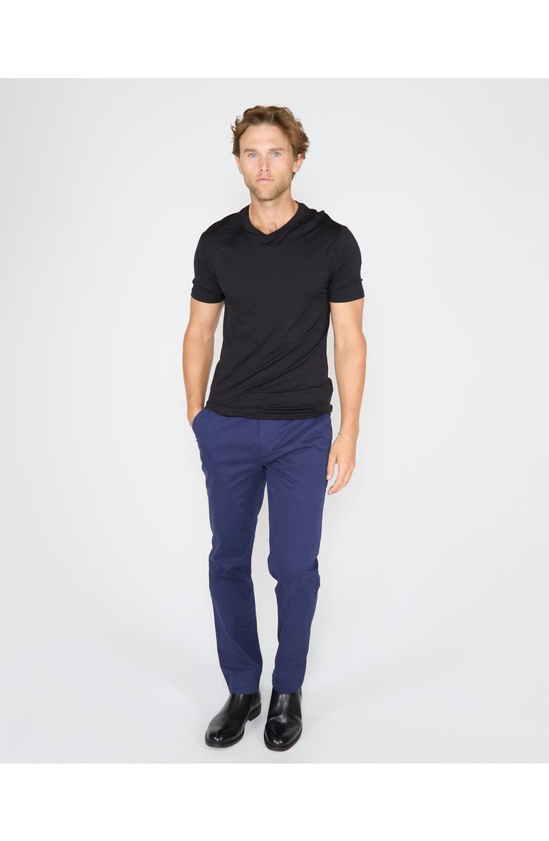 Lords of Harlech Victor Extra Fine Merino Wool V-neck Shirt, Alternate, color, Black