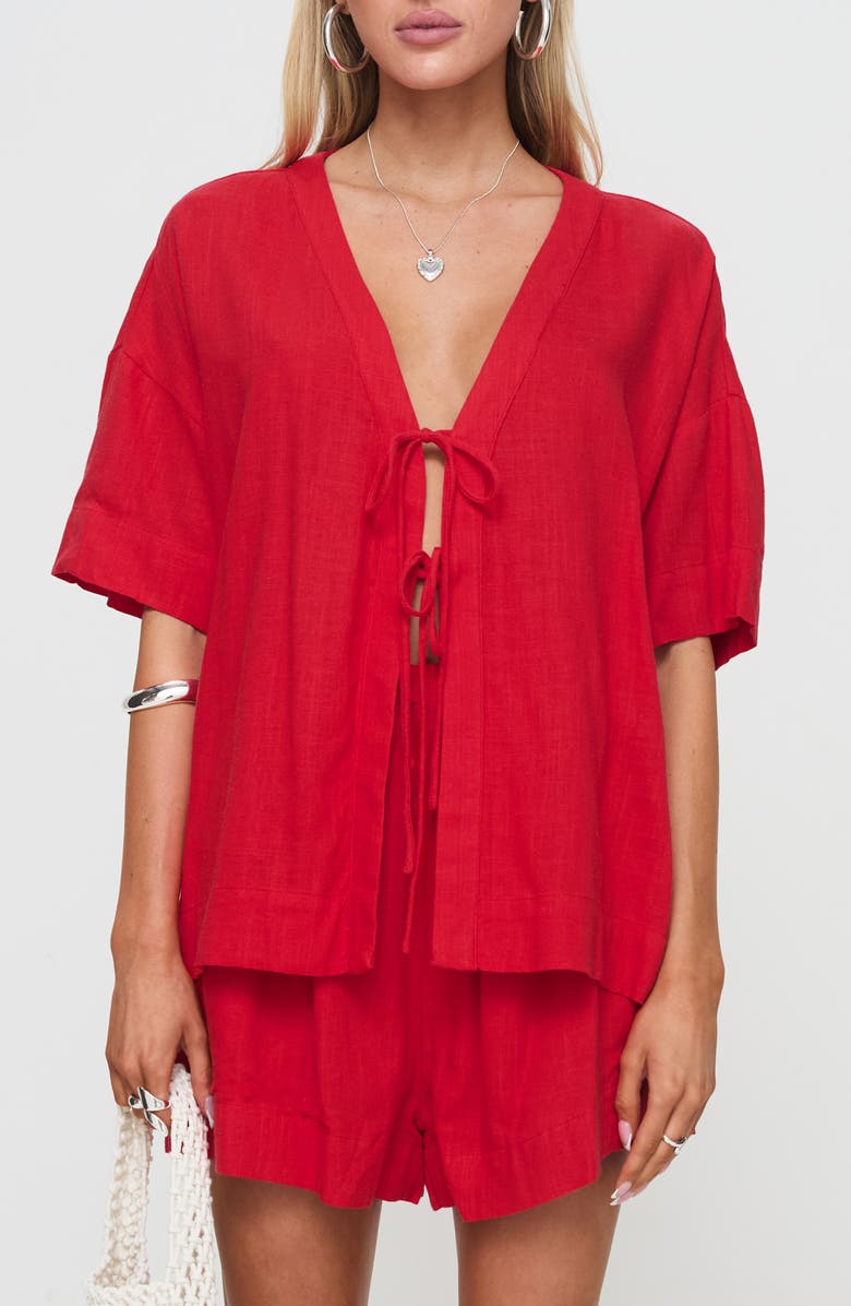 Princess Polly Illumine Split Top & Drawstrings Shorts Set, Main, color,