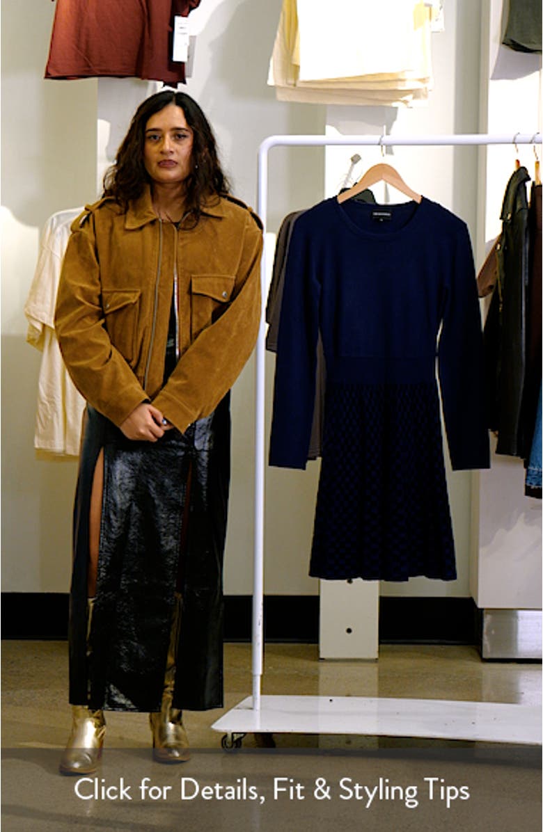 Velvet Check Long Sleeve Sweater Dress, sales video thumbnail