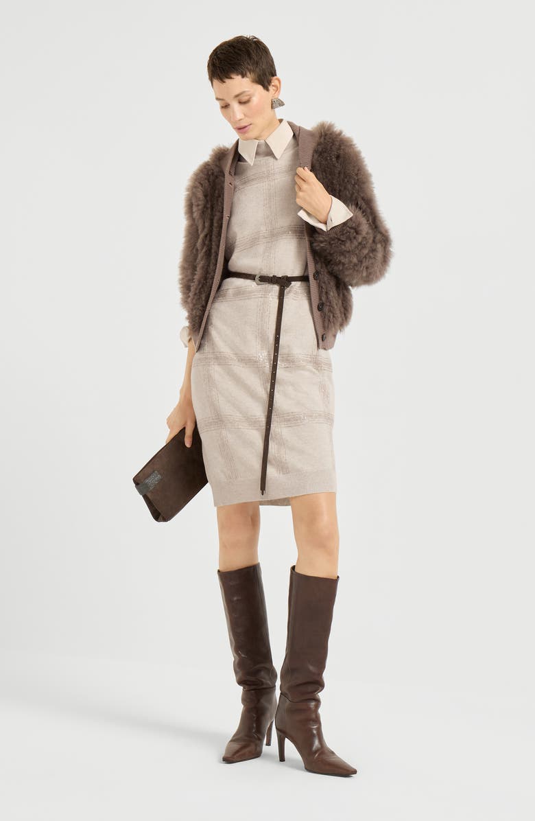 Brunello Cucinelli Cozy Shearling cardigan, Alternate, color, Chocolate