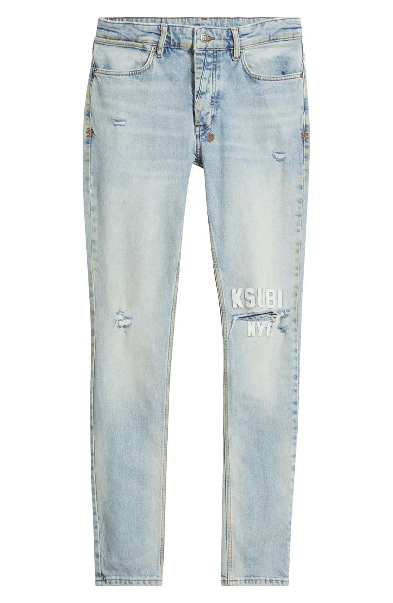 Ksubi Van Winkle Kasper Blue Ripped Skinny Jeans, Main, color, Denim