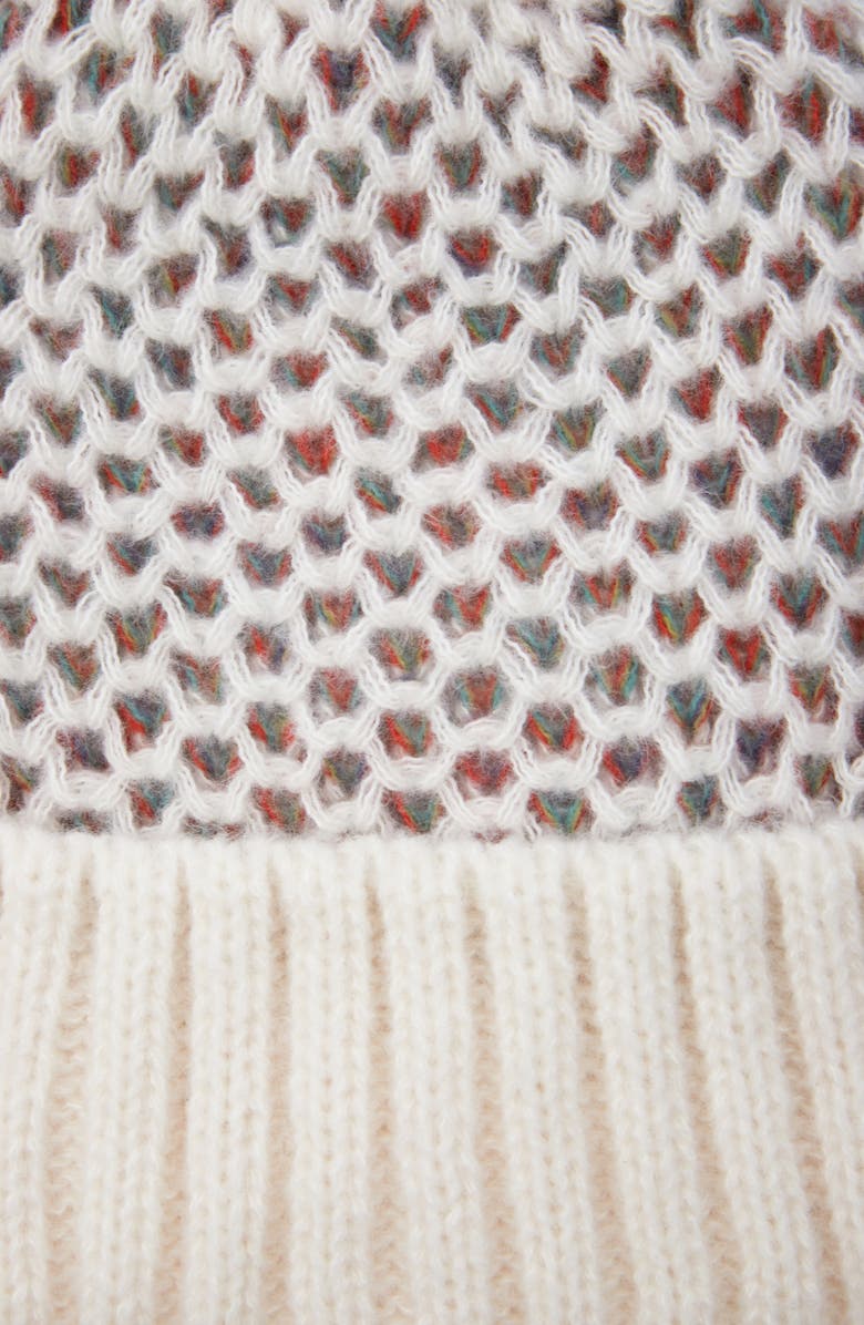 SAACHI Faux Fur Pom Rainbow Patterned Knit Beanie, Alternate, color,