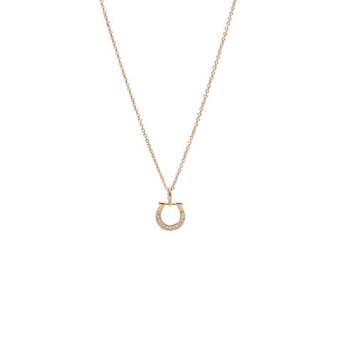 Diamond Pavé Horseshoe Necklace 14K