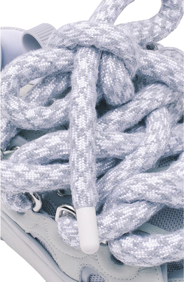 Lanvin CURB SNEAKERS IN LEATHER WITH SNAKE LACES, Alternate, color, White