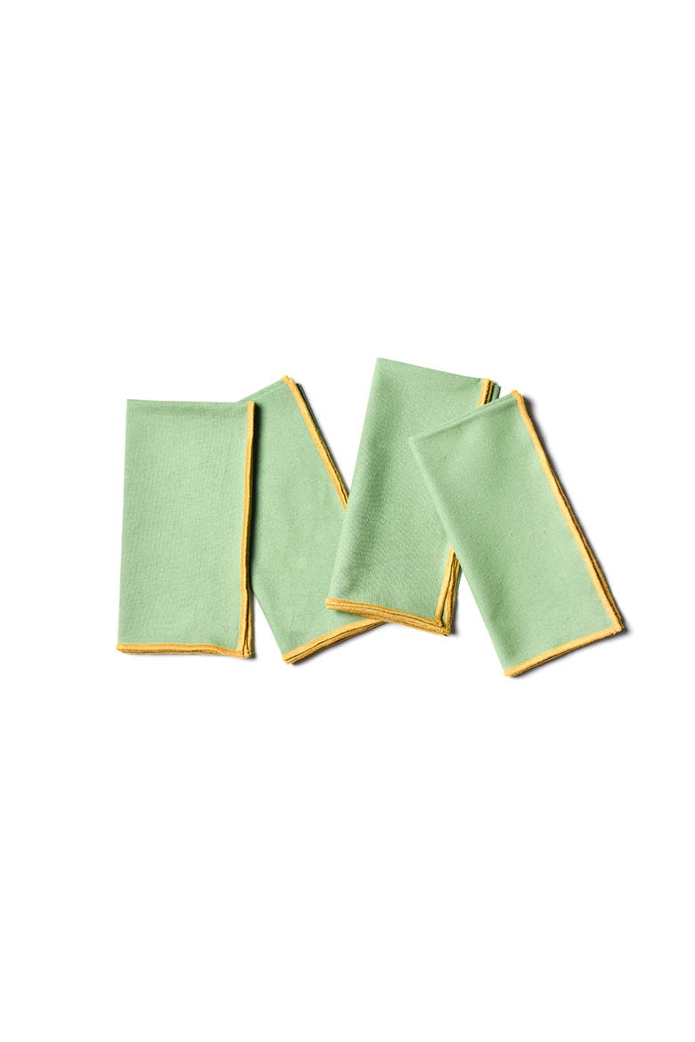 Sage and Brass Color Block Napkins Set of 4, Main, color, Green