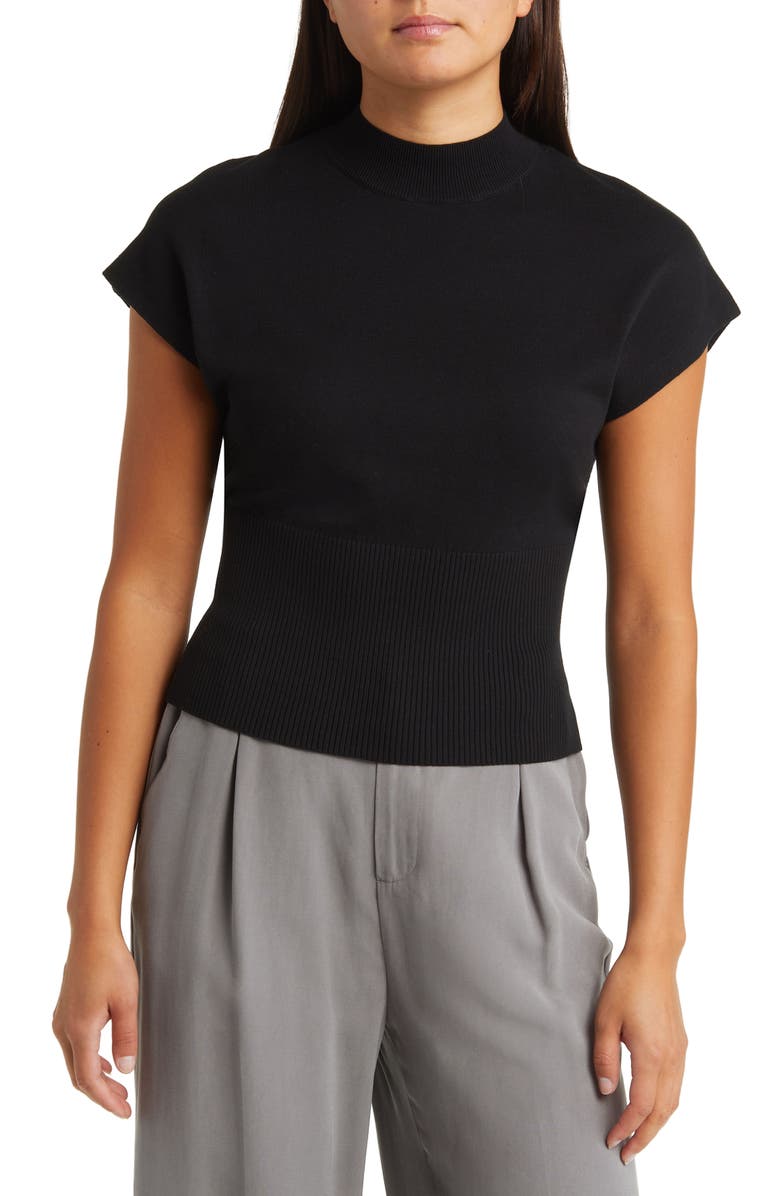 Open Edit Mock Neck Rib Sweater, Main, color,