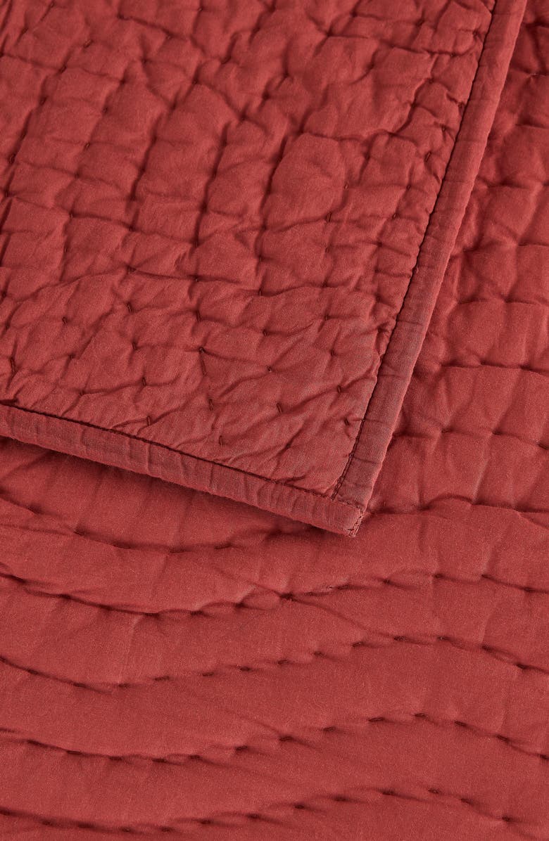 MELANGE HOME Voile Solid Cotton Quilt & Sham Set, Alternate, color, Burgundy