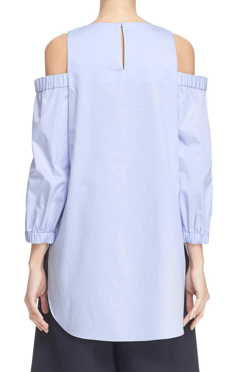 Tibi Satin Poplin Cold Shoulder Top, Alternate, color, 