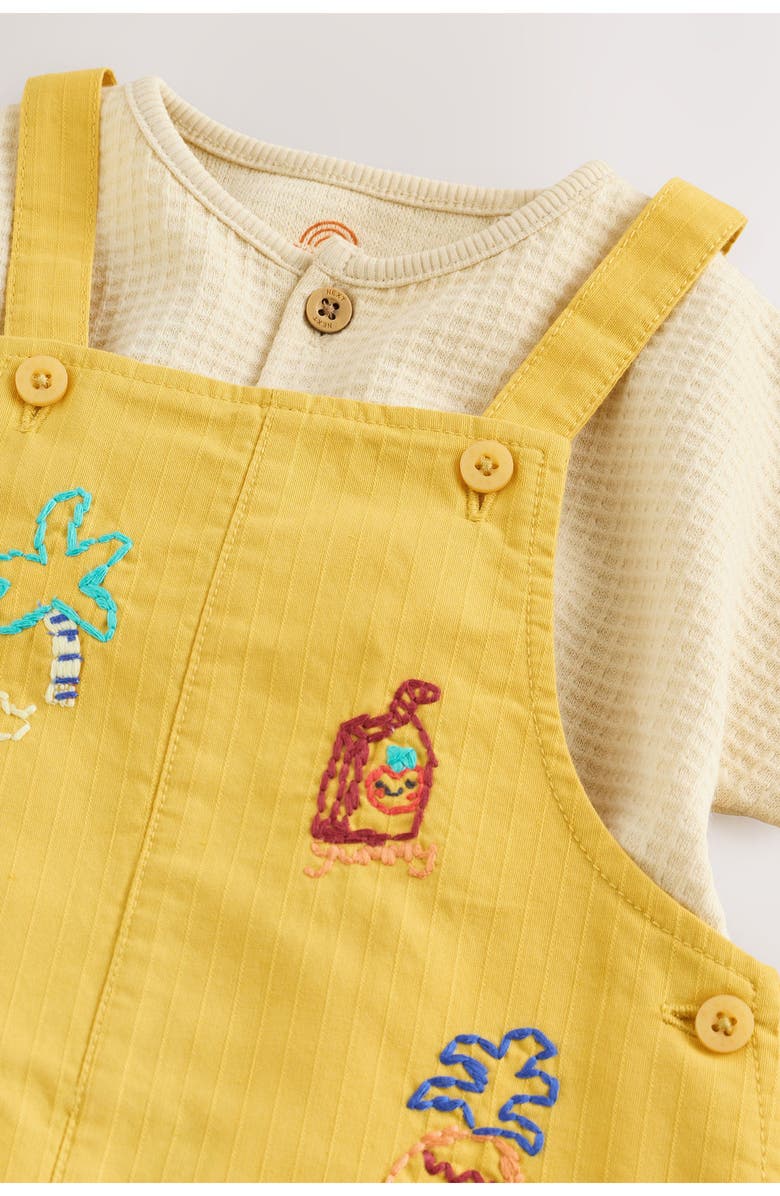 NEXT Embroidered Romper & Henley T-Shirt Set, Alternate, color, Yellow