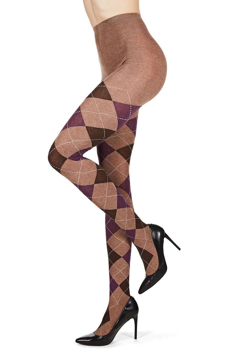 Argyle Sweater Tights, Main, color, TAUPE HEATHER