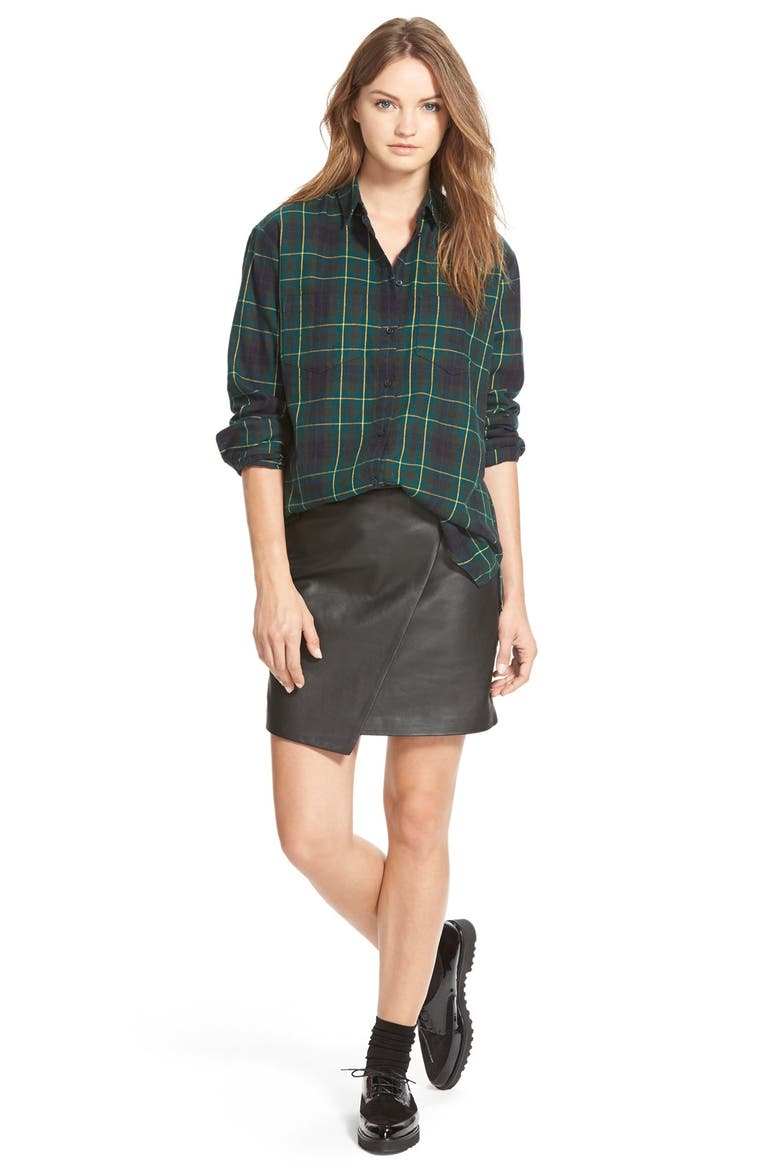 Leather Wrap Front Skirt, Alternate, color, TRUE BLACK