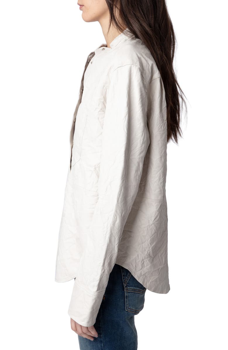 Zadig & Voltaire Chic Cuir Froisse Leather Shirt, Alternate, color,