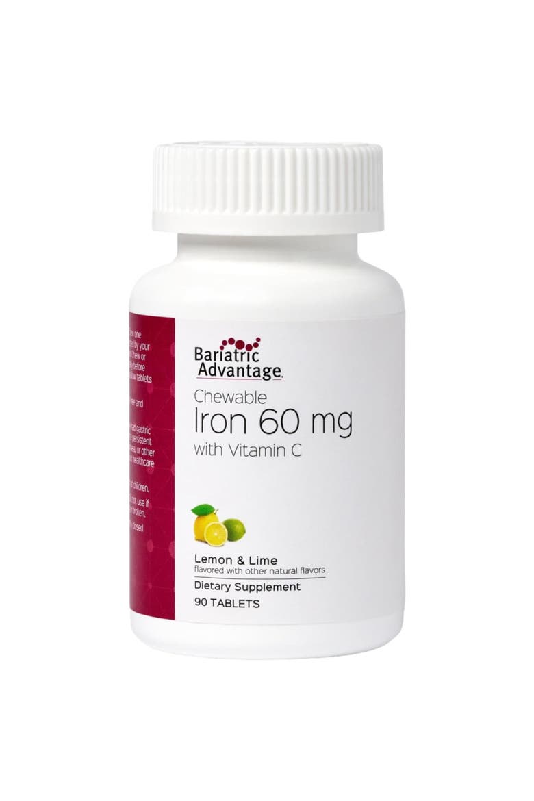 Chewable Iron 60 mg with Vitamin C Supplement Lemon Lime 90 Count, Main, color, None