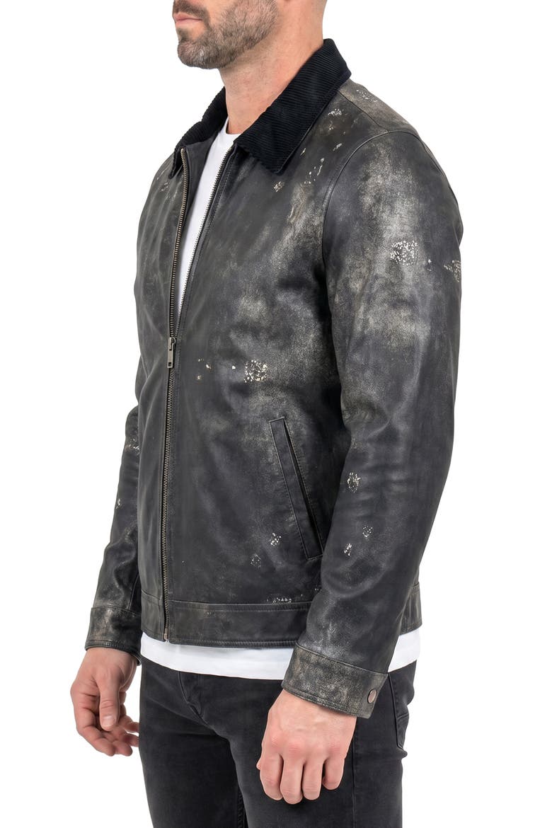 Captain Leather Jacket, Alternate, color, BLUE