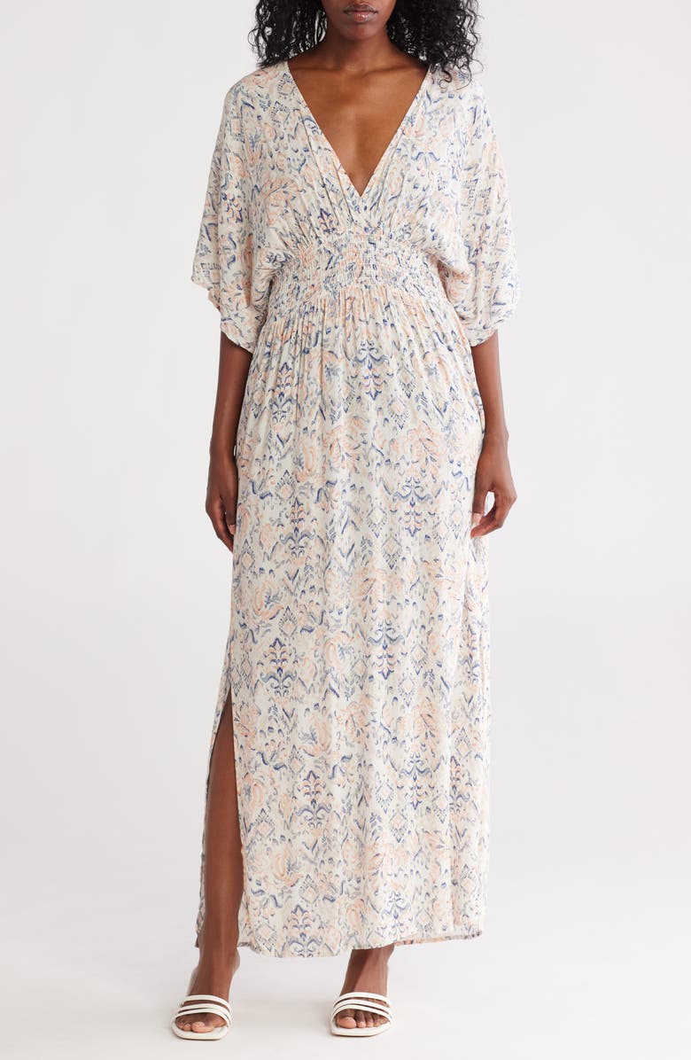 Lovestitch Short Sleeve Smocked Waist Maxi Dress, Main, color, 