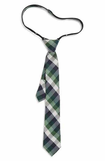 Kids' Anders Check Pre Tied Silk Blend Tie