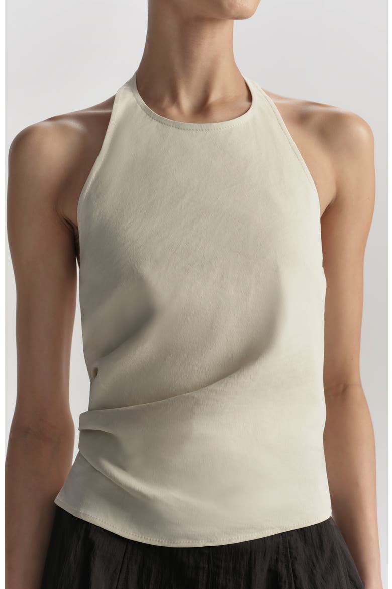 Sylvie Linen Blend Halter Top, Alternate, color, BUTTERCREAM