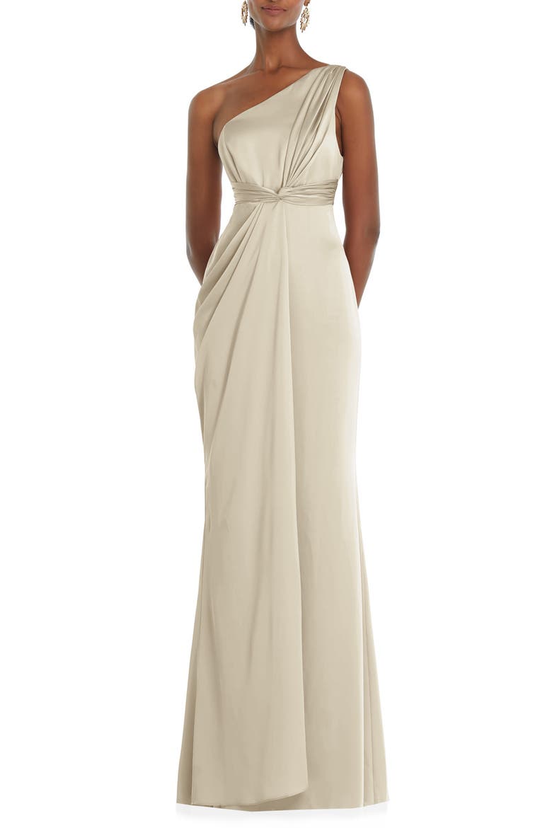 One-Shoulder Satin Gown, Main, color, CHAMPAGNE