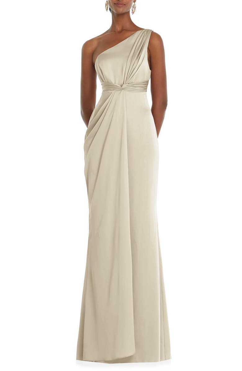 Dessy Collection One-Shoulder Satin Gown, Main, color, 
