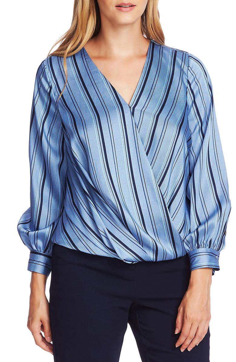 Vince Camuto Stripey Interludes Wrap Front Top, Main, color,