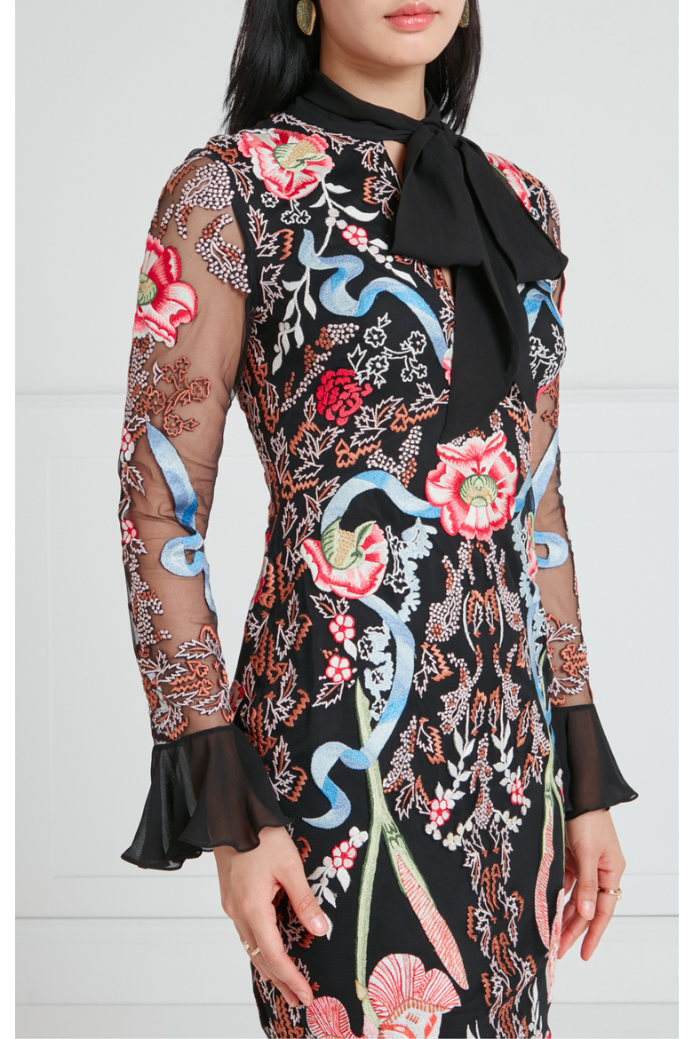 Bilbao Tie Dress, Alternate, color, Black