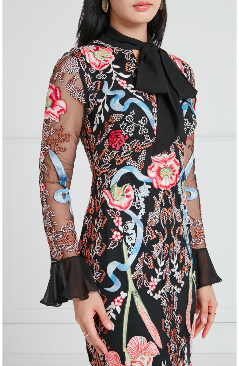 Temperley London Bilbao Tie Dress, Alternate, color, Black