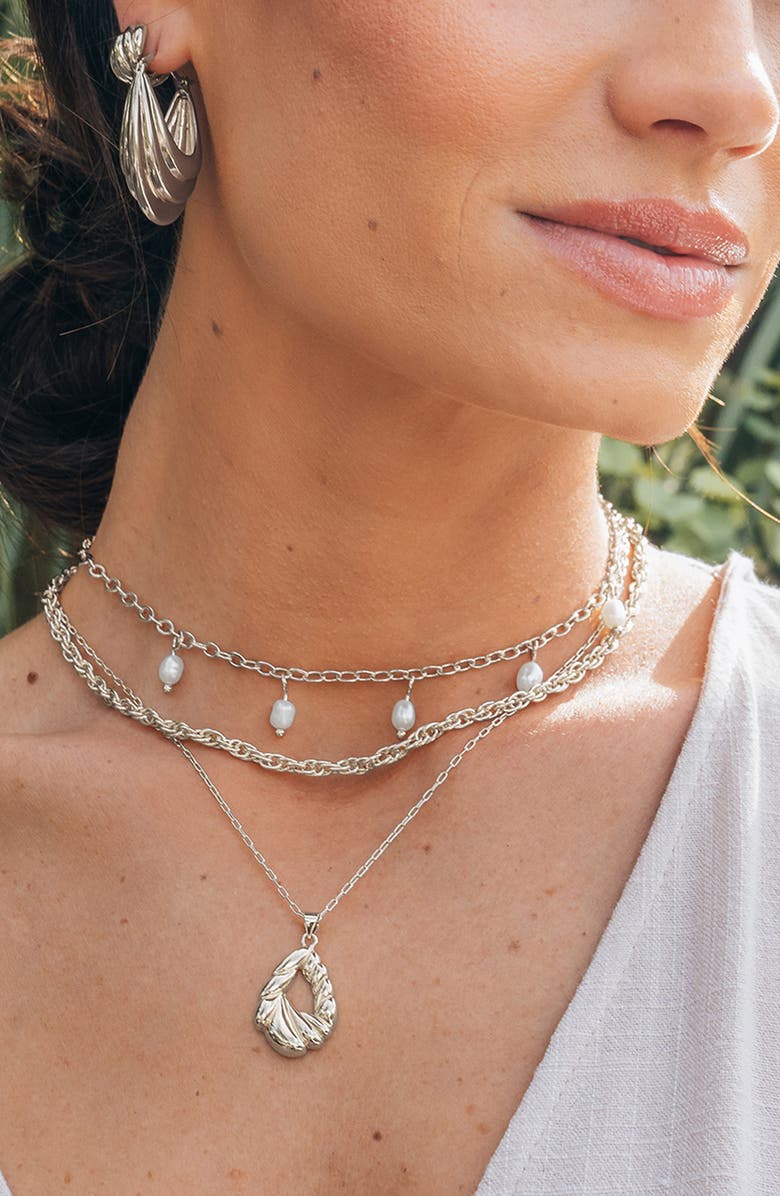 Sterling Forever Dottie Pearl Choker Necklace, Alternate, color, 